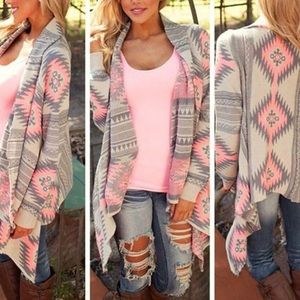 Outad Irregular Printing Shirt Knitted Sweater